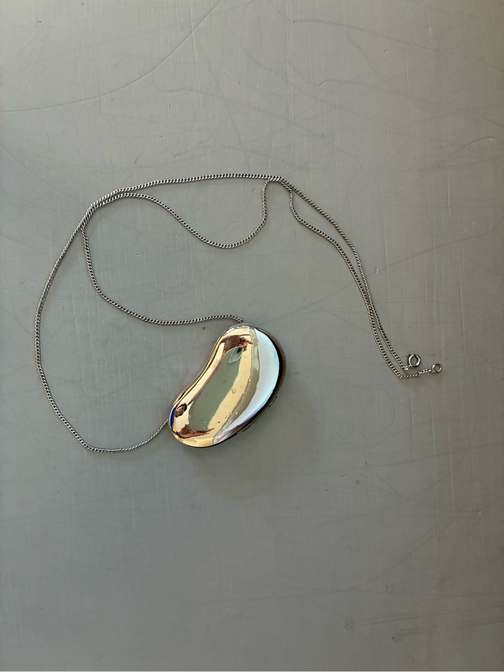 Vintage Halston Designed by Elsa Per SilverLarge Perfume Bean Pendant Necklace